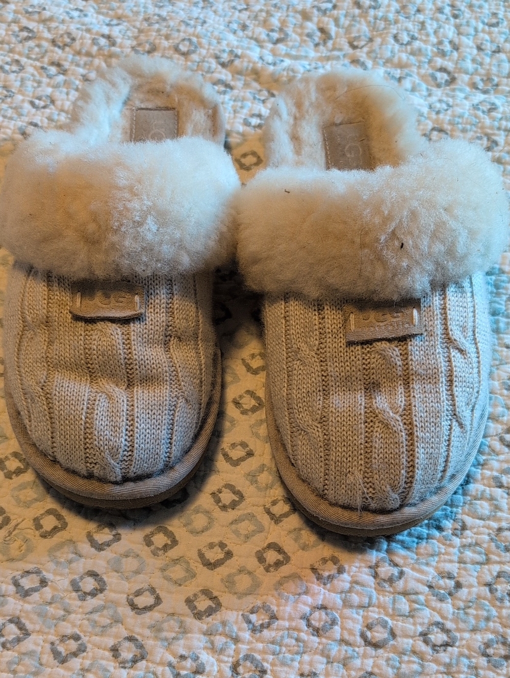 Ugg Cozy Cable Knit Slipper - Beige